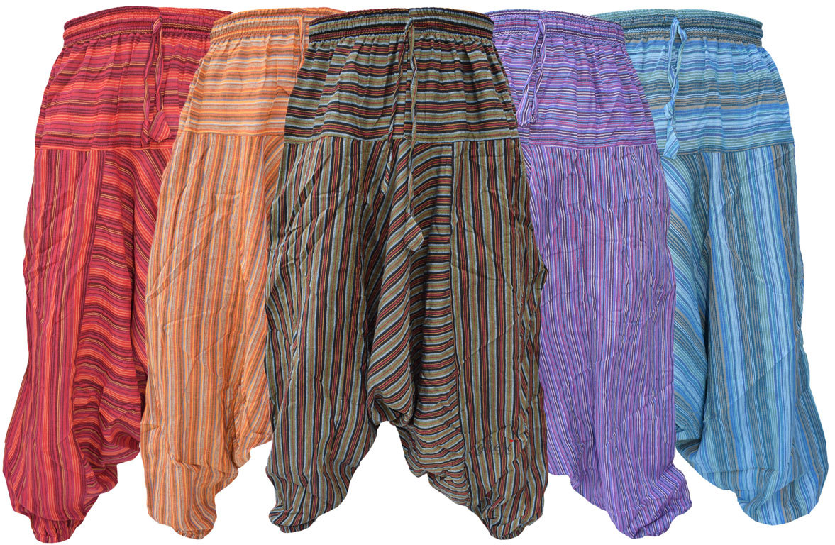 Pantaloni Harem Unisex Genie Elasticizzati In Patchwork Multicolore