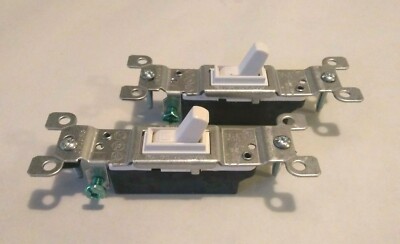 Pack of 2 Leviton 15A 120V Single Pole Switches White