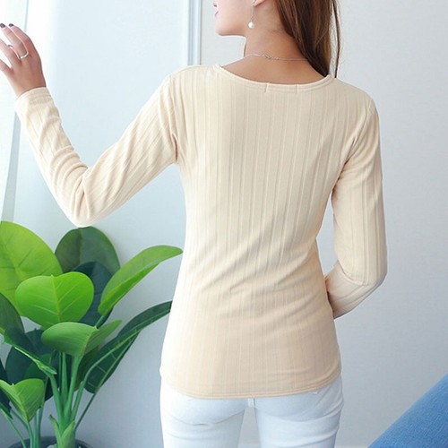 Women's Underwear Soft Thermal T-shirt Velvet Winter Pullover Warm Tops Thick - Picture 16 of 32