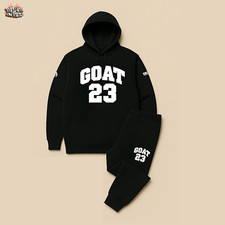 Men's Black Sweatsuit GOAT 23 Hoodie Joggers Set To Match Air Jordan 11 Concord