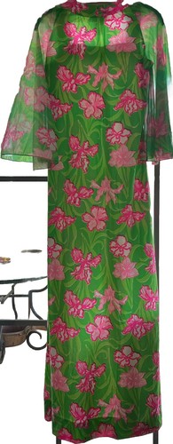 Vintage Erio Bocci KEY WEST hand print fashions floral Maxi Dress In Lilly Style - Picture 8 of 8
