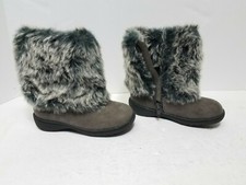 Carter's Toddler Girls Boots Fluffy 2 Gray Faux Fur Winter Zip Up Sz 8 Snow