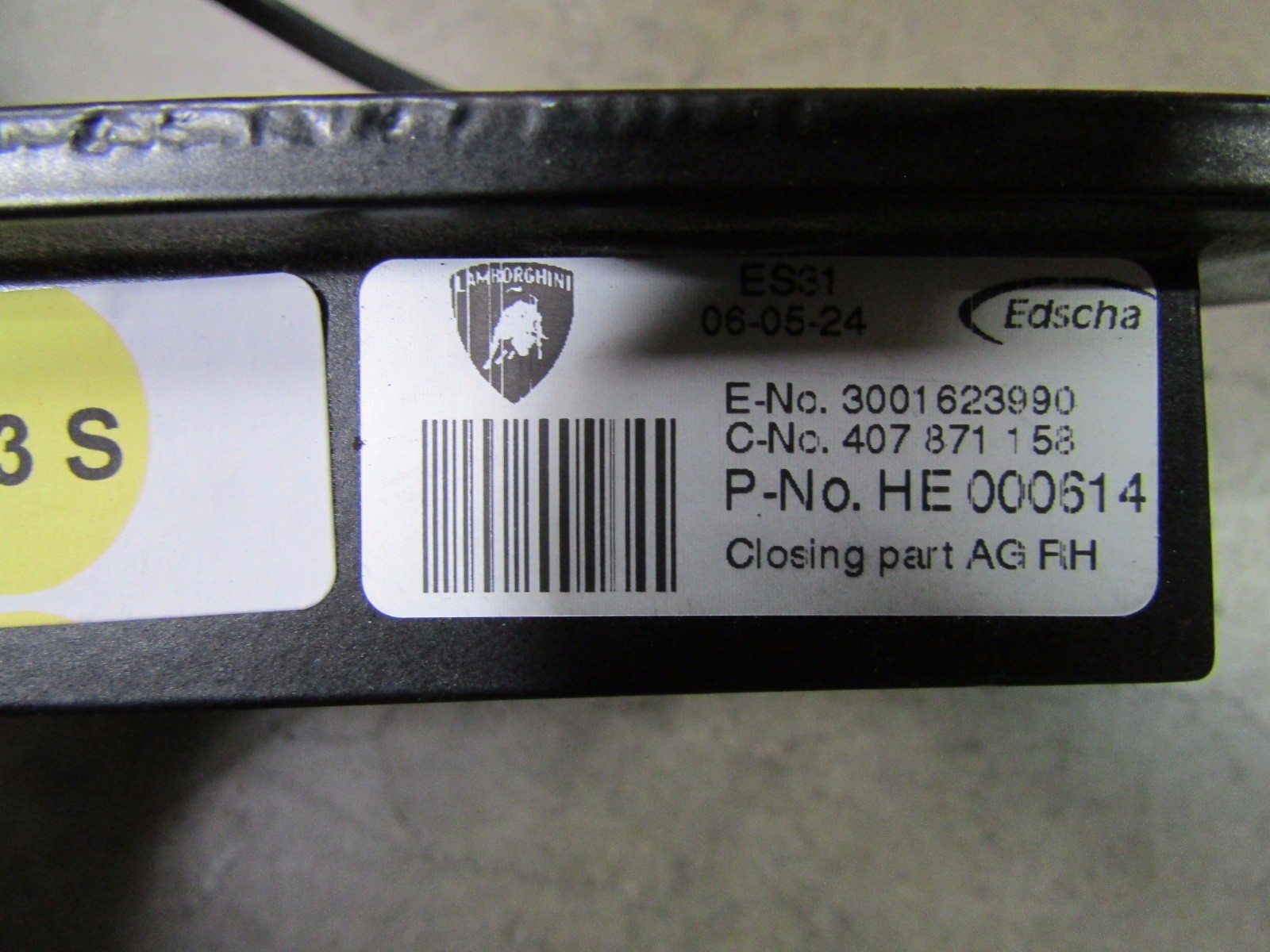 Lamborghini Gallardo, RH, Right Convertible Top Latch, Used, P/N 407871158A