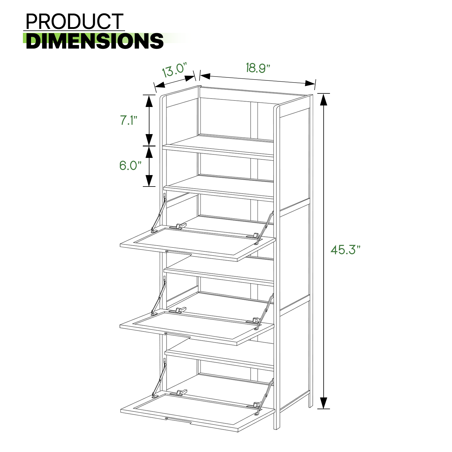20"Entryway Bamboo 7Tier [ENCLOSED EDGE] Shelf Drop Down Door Shoe