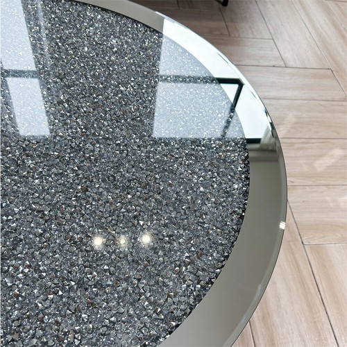 Luxury Silver Crushed Crystal Round Coffee Table Sparkle Diamante Living Room UK - Picture 8 of 12
