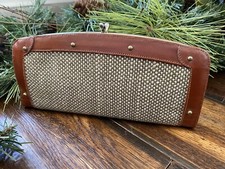 Vintage Baronet Fifth Avenue Wallet Tan Tweed Kiss Latch Clutch