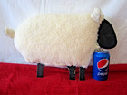 LAMB SHEEP Wood & PUSH Wool White & Black Folk Art Christmas Manger 11" x 18" — photo 1