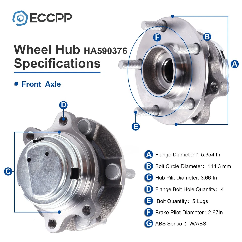 Cojinetes de cubo de rueda delanteros 2 piezas tracción trasera para Infiniti G35 G37 EX35 FX35 Q50 Q60 Q70 M45 Foto 2 de 4