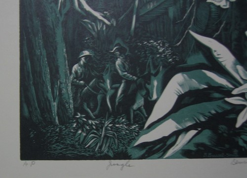 1946 Original Bernard Brussel-Smith Wood Engraving Jungle Limited A/P Excellent - Picture 3 of 4