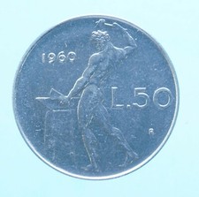 REPUBBLICA ITALIANA 50 LIRE 1960 VULCANO MONETE DA COLLEZIONE ACCIAIO CURRENCY