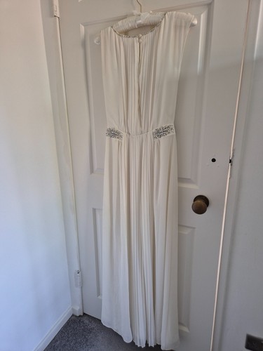 Monsoon Pleated Long Wedding Dress Size 8 - Picture 6 of 7