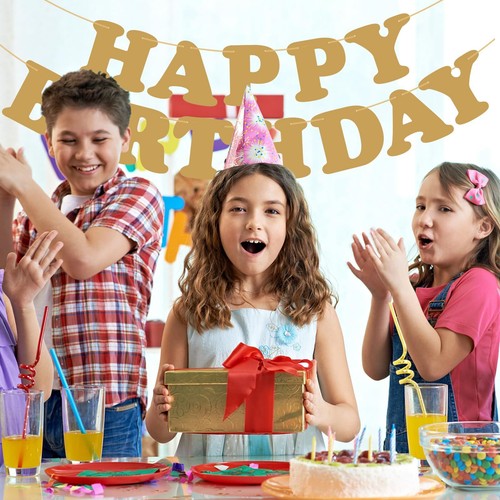 Gold Happy Birthday Banner Birthday Party Decorations Birthday Sign Birthday ... - Picture 4 of 8