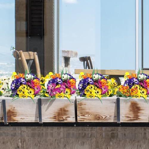 10 Bundles Artificial Pansy Flowers UV Resistant Plastic Plants Multi Color - Picture 4 of 7