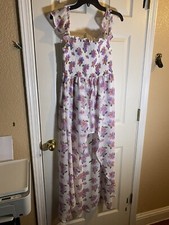 Rue 21 Women Small Midi Maxi Summer White Sundress Floral Casual Adult Formal