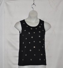 Joan Rivers Sweater Knit Top With Embellished Size S Black