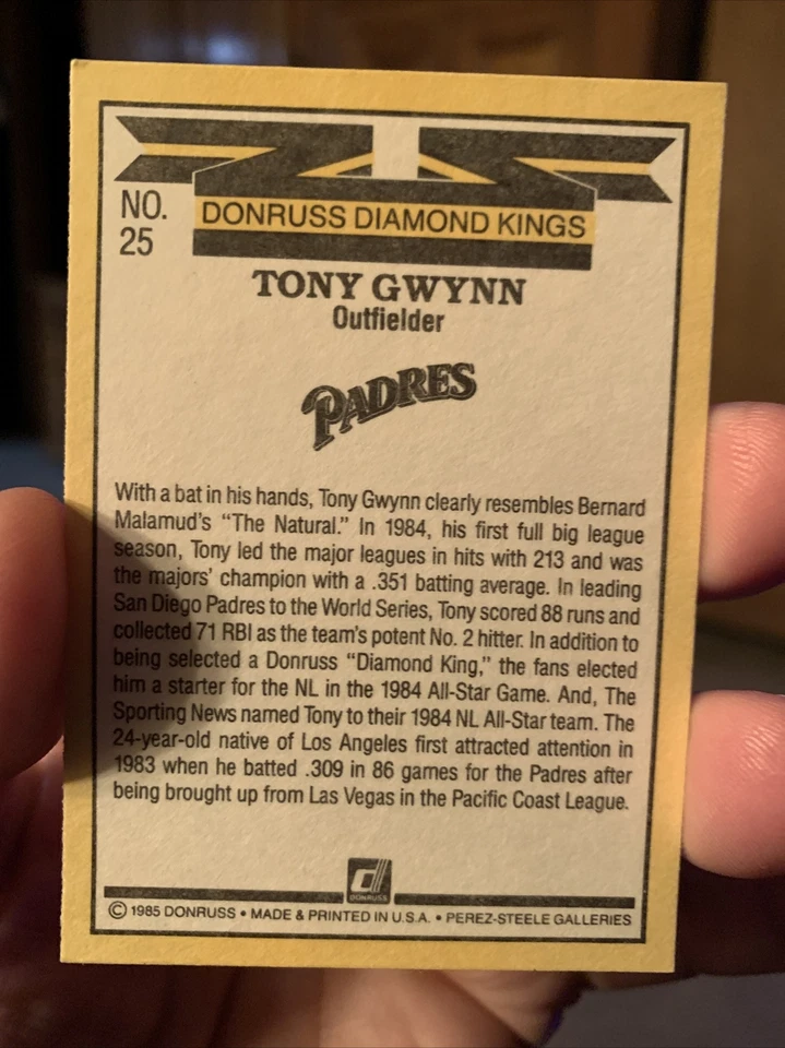 Lote de tarjetas 1985-99 Tony Gwynn (3) Donruss DK y 90’ + Pacific Revolution TH👀HOF🔥🔥 Foto 3 de 4