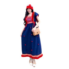Dress Thai Hill Cotton Hmong Handmade Tribe Karen Women Outfit Hippie Hand Multi
