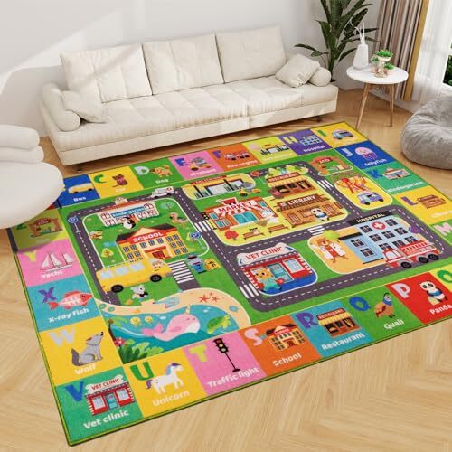 Kids Carpet Car Rug for Playroom, Kids Rug City Life for Playing 78.7X59 INCH - Picture 7 of 8
