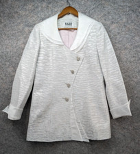 Vintage Night Studio New York Blazer Womens 12 White Shimmer Retro Glam USA Made
