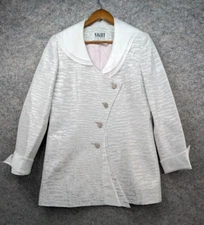 Vintage Night Studio New York Blazer Womens 12 White Shimmer Retro Glam USA Made