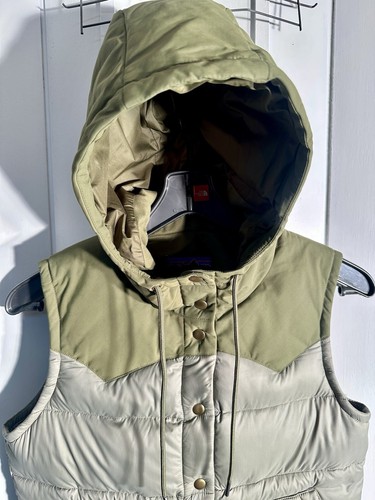 Women’s Patagonia Bivy Down Vest Hooded Olive Green Hooded Snap - Size M - Picture 3 of 6