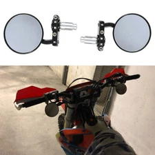 Motorcycle Round Black 7/8" Handlebar End Side Mirror for ADV Dirt Bike Off Road