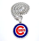 CHICAGO CUBS GEM NECKLACE Silver Bling MLB Baseball Hip Hop Pendant & 20" Chain