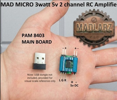 MAD MICRO 3watt 5v dc 2 channel RC amplifier (WORKING TINY AMP FOR RC)