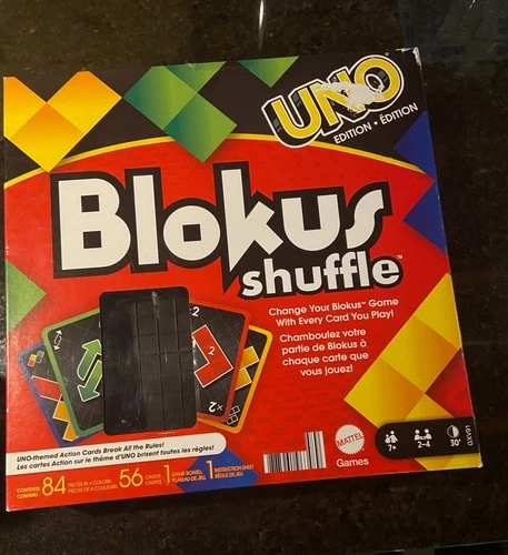 Mattel Games Blokus Shuffle UNO Edition Strategy Board Game Family Game Complete
