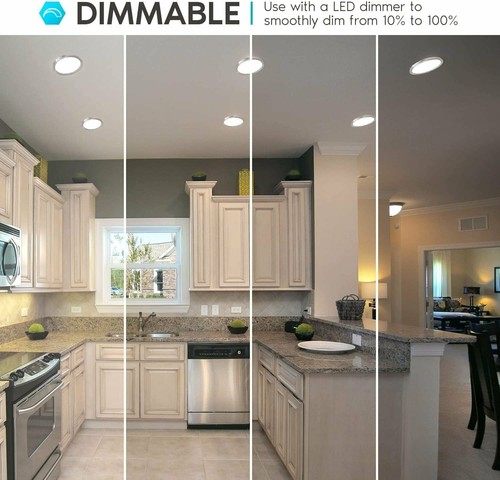 Luxrite 7 Inch LED Flush Mount 3 Color Options Dimmable Nickel 2-Pack - Picture 4 of 7