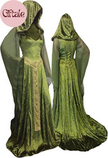 Womens Medieval Hooded Cloak Robe Lace Up Vintage Cosplay Costume Small