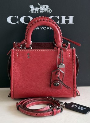 COACH 1941 RED WHIPSTITCH PEBBLE LEATHER ROGUE 17 21597 | eBay