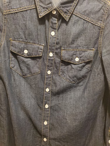 Mossimo Supply Co. Shirt Womens Dark Blue Denim Long Sleeve Button Down Size XS  - Picture 5 of 9