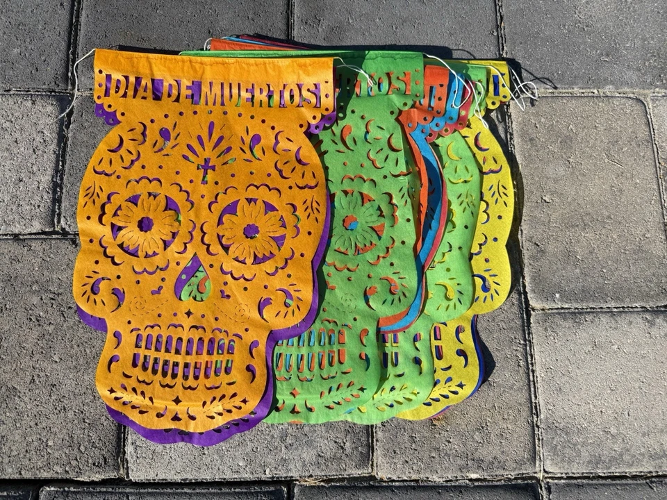 Día de los Muertos/Día de Muertos Banner, Guirnalda Calavera de Azúcar Multicolor PACK DE 3 Foto 4 de 4