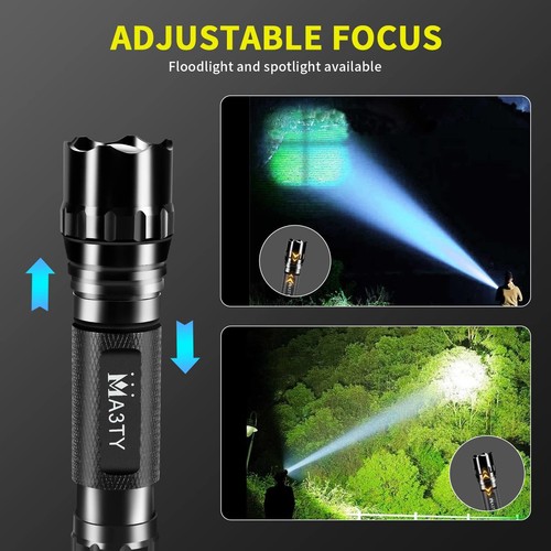 Tactical Flashlight Rechargeable with Pressure Switch, Zoomable Rail Light, 1... - Picture 4 of 8