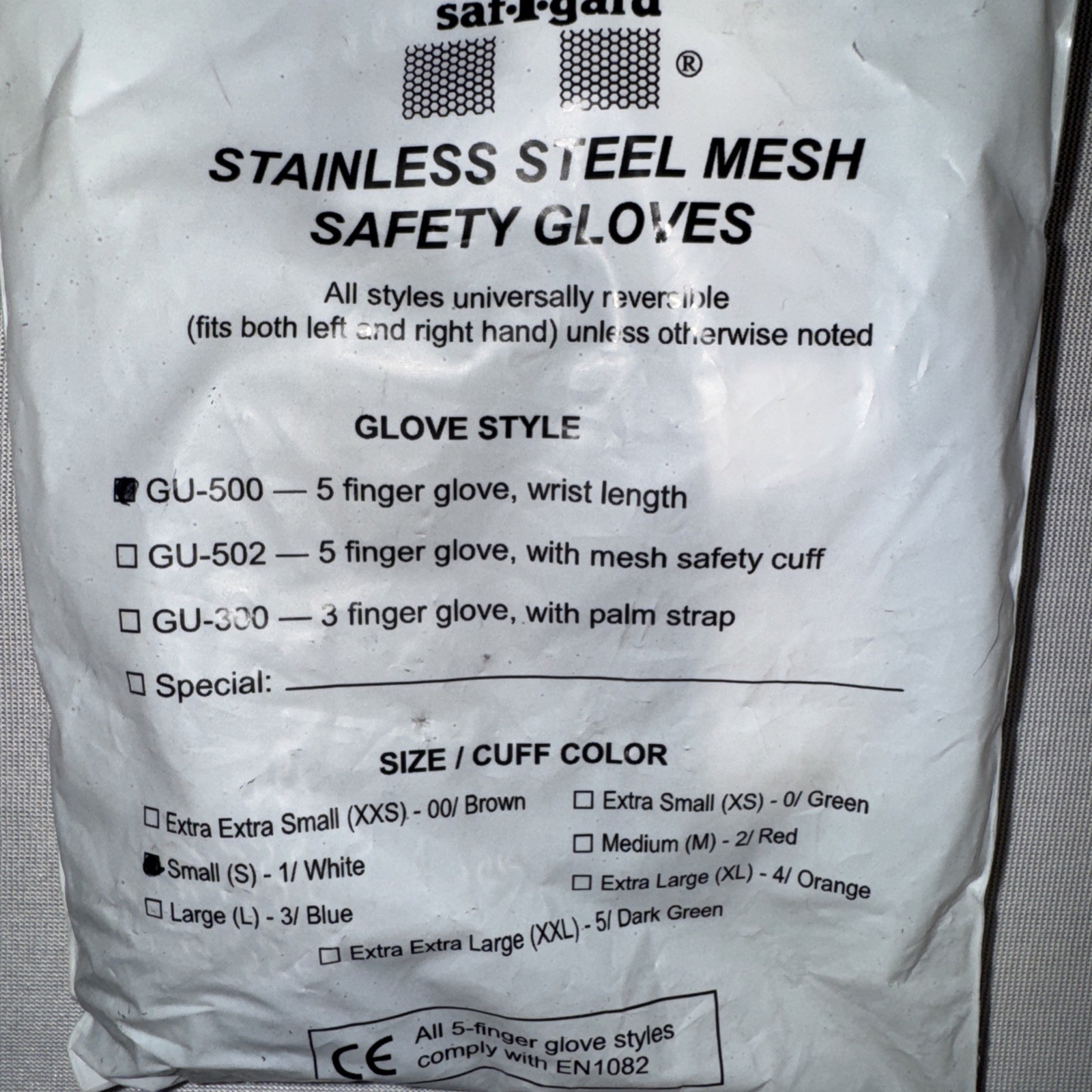 NWT - SAF-T-GARD 'METAL' (GU-500) STAINLESS STEEL MESH SAFETY GLOVES - S
