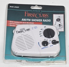 Shower AM/FM Radio Water Resistant With Holding Cord White