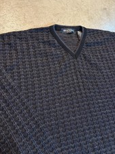 VTG BRANDINI Italy Merino Wool Knit Textured 3D Sweater Woolmark 90s Men's M