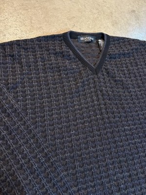VTG BRANDINI Italy Merino Wool Knit Textured 3D Sweater Woolmark 90s Men's M