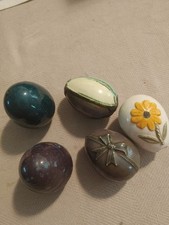 Decorative Ceramic Eggs Set with Floral Designs