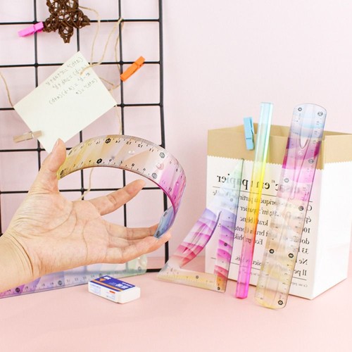 4 Pcs/set Inch And Metric Rainbow Flexible Ruler Set Office