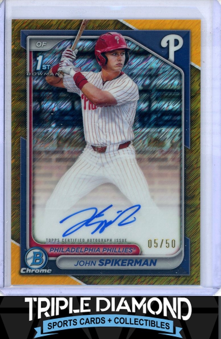 2024 Bowman Draft Chrome 1st John Spikerman Auto Gold Shimmer #05/50 H699