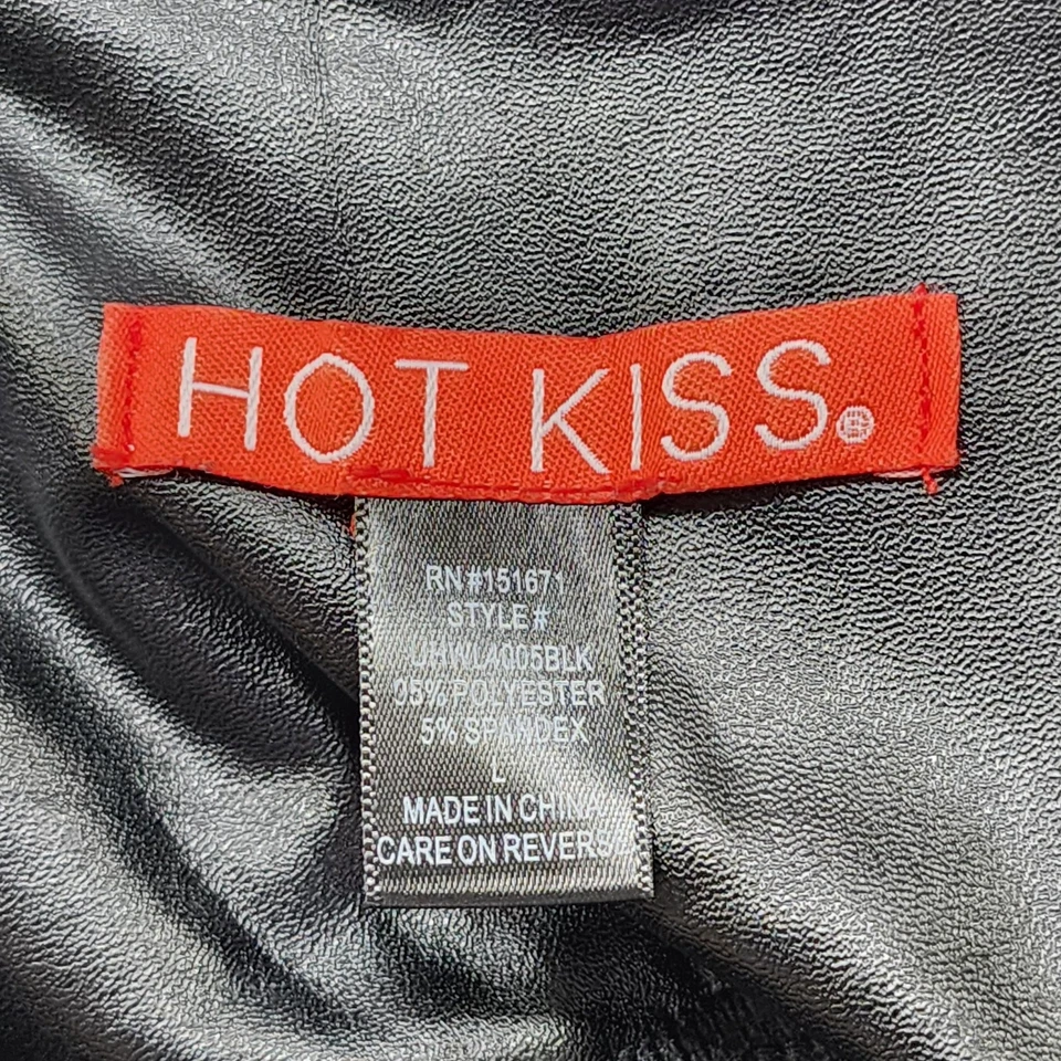 Hot Kiss Pantalones Mujer L Negro Imitación Cuero Tirar de tiro alto Leggings Tobillo Foto 4 de 4