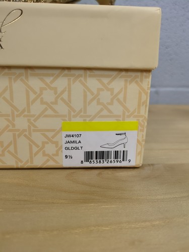 Jewel Badgley Mischka Gold Glitter Pump Evening Shoes Size 9.5 W23 - Picture 2 of 6