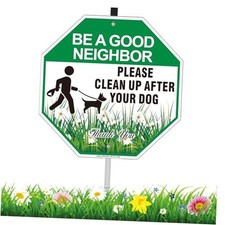 Clean Up After Your Dog Sign with Stake, 10"W x 28"H Aluminum Be A Good 1 Pack