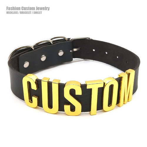 Leather Choker Collar Custom Letter Necklaces For Female YES DADDY HOTWIFE R7 - Picture 11 of 15