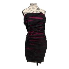 Forever 21+ Strapless Black Mesh Bodycon Dress 2X Plus Size Pink Lined Club Part