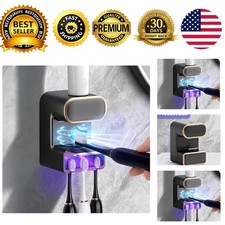 Automatic Toothpaste Dispenser Wall Mounted Electric 3 Slots Black for Kids