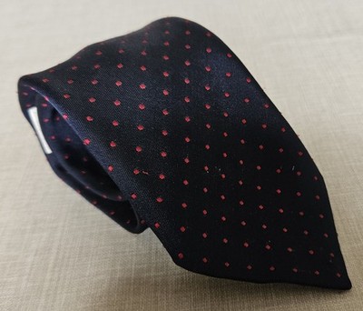 Vintage Accessoire Exclusives dunkelblau mit rotem Pin Dot Muster Krawatte