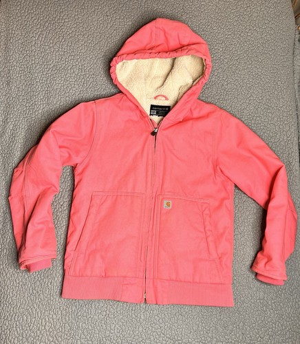 Carharrt Long Sleeve Lined Coat Pink Big Girls Size Large 14 - Picture 2 of 15